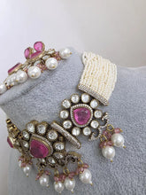 Pink Doublet Moissanite Pearl Kundan Necklace/Kundan Choker/Bollywood Jewelry/Indian wedding/Bridal jewelry/Indian Wedding/Pakistani/Punjabiv