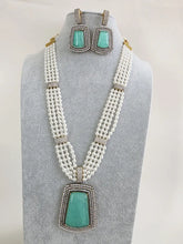 Mint Green Doublet Pearl CZ Diamond long necklace/Indian jewelry/Doublet rani haar/Mala necklace set/Indian Wedding/Indian Pakistani Jewelry