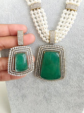 Green Doublet Pearl CZ Diamond long necklace/Indian jewelry/Doublet rani haar/Mala necklace set/Indian Wedding/Indian Pakistani Jewelry