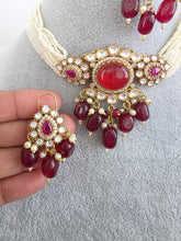 Ruby Red Doublet Moissanite Pearl Kundan Necklace/Kundan Choker/Bollywood Jewelry/Indian wedding/Bridal jewelry/Pakistani/Punjabi