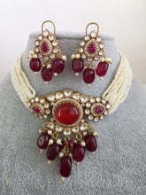 Ruby Red Doublet Moissanite Pearl Kundan Necklace/Kundan Choker/Bollywood Jewelry/Indian wedding/Bridal jewelry/Pakistani/Punjabi
