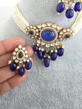 Blue Doublet Moissanite Pearl Kundan Necklace/Kundan Choker/Bollywood Jewelry/Indian wedding/Bridal jewelry/Pakistani/Punjabi