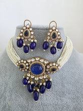 Blue Doublet Moissanite Pearl Kundan Necklace/Kundan Choker/Bollywood Jewelry/Indian wedding/Bridal jewelry/Pakistani/Punjabi