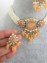 Peach Doublet Moissanite Pearl Kundan Necklace/Kundan Choker/Bollywood Jewelry/Indian wedding/Bridal jewelry/Pakistani/Punjabi
