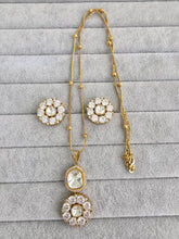 White Moissanite Uncut Polki Kundan chain Pendant Necklace/Gold Long necklace/Mala/Indian wedding, Pearl necklace, Bollywood Gift for her