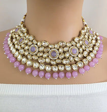Lavender Kundan Choker Necklace Set, Pearl Kundan Choker, Bollywood Jewelry, Indian Pakistani jewelry for wedding