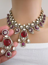 Ruby Moissanite Polki Kundan Necklace/Designer Kundan Choker/Bollywood Jewelry/Indian wedding/Bridal jewelry/Pakistani/Punjabi,Premium set