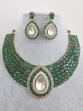 Green Moissanite Polki Kundan Necklace/Designer Kundan Choker/Bollywood Jewelry/Indian wedding/Bridal jewelry/Pakistani/Punjabi,Premium set