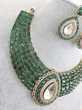 Green Moissanite Polki Kundan Necklace/Designer Kundan Choker/Bollywood Jewelry/Indian wedding/Bridal jewelry/Pakistani/Punjabi,Premium set