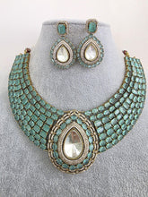 Mint Green Moissanite Polki Kundan Necklace/Designer Kundan Choker/Bollywood Jewelry/Indian wedding/Bridal jewelry/Pakistani/Punjabi,Premium