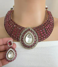 Ruby Moissanite Polki Kundan Necklace/Designer Kundan Choker/Bollywood Jewelry/Indian wedding/Bridal jewelry/Pakistani/Punjabi,Premium set
