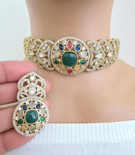 Multi Victorian Moissanite kundan Necklace, Indian Bridal Jewelry, Bollywood Sabyasachi Designer necklace, Indian Pakistani Wedding