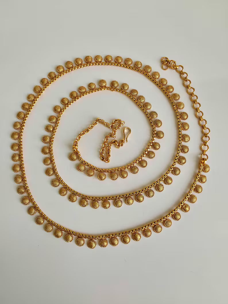 Delicate gold-plated Belly Chain/Belly chain/Belt/Indian waist belt/Kamarpatta/waist chain/jewelry belt/Kamarbandh/Pearl Belt