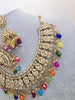 Multi Colored Shadow Stone Kundan Necklace Set/ Bollywood Jewelry/ Indian jewelry/ Pakistani necklace/Punjabi/bridal necklace/Indian wedding