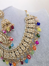 Multi Colored Shadow Stone Kundan Necklace Set/ Bollywood Jewelry/ Indian jewelry/ Pakistani necklace/Punjabi/bridal necklace/Indian wedding