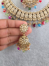 Multi Colored Shadow Stone Kundan Necklace Set/ Bollywood Jewelry/ Indian jewelry/ Pakistani necklace/Punjabi/bridal necklace/Indian wedding