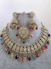 Multi Colored Shadow Stone Kundan Necklace Set/ Bollywood Jewelry/ Indian jewelry/ Pakistani necklace/Punjabi/bridal necklace/Indian wedding