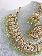 Mint Green Shadow Stone Kundan Necklace Set/ Bollywood Jewelry/ Indian jewelry/ Pakistani necklace/Punjabi/bridal necklace/Indian wedding