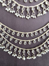 Silver Polki Ear Chain pair/Sahare/Pearl kaan chain/Earring support chain/Indian/Pakistani/Bahubali Earrings/Kaan Sahara 2pcs