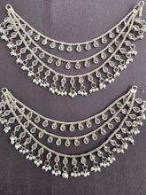 Silver Polki Ear Chain pair/Sahare/Pearl kaan chain/Earring support chain/Indian/Pakistani/Bahubali Earrings/Kaan Sahara 2pcs