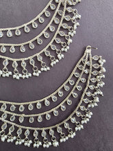 Silver Polki Ear Chain pair/Sahare/Pearl kaan chain/Earring support chain/Indian/Pakistani/Bahubali Earrings/Kaan Sahara 2pcs