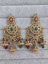 Multi Antique Polki Pearl Stone Kundan Earrings/Long Kundan Stone Chandbali/Indian Earring/pearl Earring/Pakistani Earring/Statement Earring