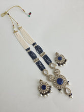 Blue Pearl Kundan Mala long necklace set/Kundan rani haar/Kundan Mala Set/Multi strand necklace/Indian jewelry/Kundan jewelry, Pakistani