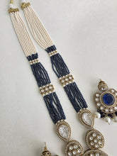 Blue Pearl Kundan Mala long necklace set/Kundan rani haar/Kundan Mala Set/Multi strand necklace/Indian jewelry/Kundan jewelry, Pakistani