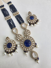 Blue Pearl Kundan Mala long necklace set/Kundan rani haar/Kundan Mala Set/Multi strand necklace/Indian jewelry/Kundan jewelry, Pakistani