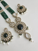 Green Pearl Kundan Mala long necklace set/Kundan rani haar/Kundan Mala Set/Multi strand necklace/Indian jewelry/Kundan jewelry, Pakistani