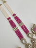 Magenta Pearl Kundan Mala long necklace set/Kundan rani haar/Kundan Mala Set/Multi strand necklace/Indian jewelry/Kundan jewelry, Pakistani