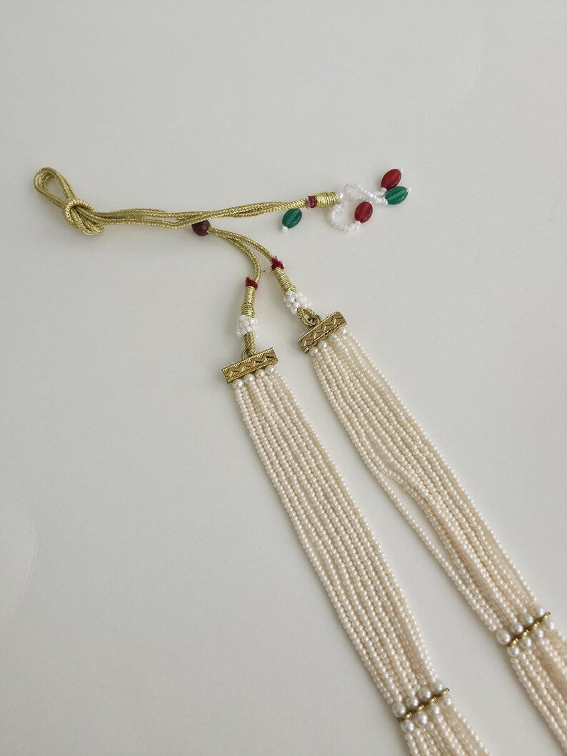 White Pearl Kundan Mala long necklace set/Kundan rani haar/Kundan Mala Set/Multi strand necklace/Indian jewelry/Kundan jewelry, Pakistani