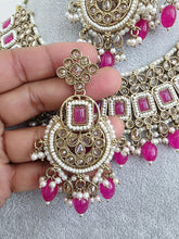 HotPink Antique Polki Kundan necklace set/Reverse Ad Necklace/Statement necklace/Indian/Punjabi Necklace/Pakistani Jewelry/Bridal necklace