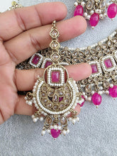 HotPink Antique Polki Kundan necklace set/Reverse Ad Necklace/Statement necklace/Indian/Punjabi Necklace/Pakistani Jewelry/Bridal necklace