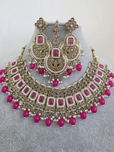 HotPink Antique Polki Kundan necklace set/Reverse Ad Necklace/Statement necklace/Indian/Punjabi Necklace/Pakistani Jewelry/Bridal necklace