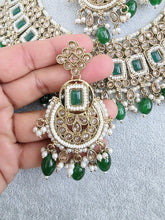 Green Antique Polki Kundan necklace set/Reverse Ad Necklace/Statement necklace/Indian/Punjabi Necklace/Pakistani Jewelry/Bridal necklace