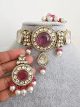 Magenta pearl Kundan choker Necklace/Bollywood Jewelry/Indian bridal Kundan necklace/indian Pakistani Punjabi wedding jewelry