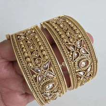 Gold-plated Polki openable bangle pair/Statement Kada/Kundan Bangles/Bridal Bangle/Indian Wedding/Pakistani/Punjabi