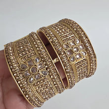 Gold-plated Polki openable bangle pair/Statement Kada/Kundan Bangles/Bridal Bangle/Indian Wedding/Pakistani/Punjabi