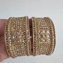Gold-plated Polki openable bangle pair/Statement Kada/Kundan Bangles/Bridal Bangle/Indian Wedding/Pakistani/Punjabi