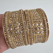Gold-plated Polki openable bangle pair/Statement Kada/Kundan Bangles/Bridal Bangle/Indian Wedding/Pakistani/Punjabi