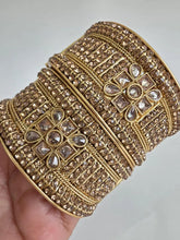 Gold-plated Polki openable bangle pair/Statement Kada/Kundan Bangles/Bridal Bangle/Indian Wedding/Pakistani/Punjabi