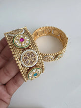 Ruby Grren premium KundanGold-plated Polki openable bangle pair/Statement Kada/Kundan Bangles/Bridal Bangle/Indian Wedding/Pakistani/Punjabi