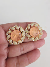 Peach Doublet CZ Diamond Stud Earrings /Indian Jewelry /Statement Stud Earring/Victorian Stud Earrings/Cz Stud/Diamond Stud Earrings