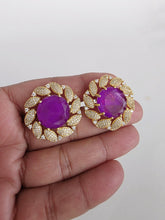 Purple Doublet CZ Diamond Stud Earrings /Indian Jewelry /Statement Stud Earring/Victorian Stud Earrings/Cz Stud/Diamond Stud Earrings