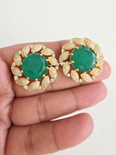 Green Doublet CZ Diamond Stud Earrings /Indian Jewelry /Statement Stud Earring/Victorian Stud Earrings/Cz Stud/Diamond Stud Earrings