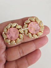 Pink Doublet CZ Diamond Stud Earrings /Indian Jewelry /Statement Stud Earring/Victorian Stud Earrings/Cz Stud/Diamond Stud Earrings