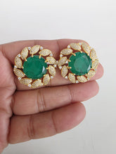 Green Doublet CZ Diamond Stud Earrings /Indian Jewelry /Statement Stud Earring/Victorian Stud Earrings/Cz Stud/Diamond Stud Earrings