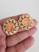 Peach Doublet CZ Diamond Stud Earrings /Indian Jewelry /Statement Stud Earring/Victorian Stud Earrings/Cz Stud/Diamond Stud Earrings