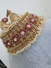 Ruby Gold Polki Choker Necklace, Indian Jewelry, indian wedding necklace, bridal jewelry, Punjabi Pakistani south Indian necklace, Mukut set